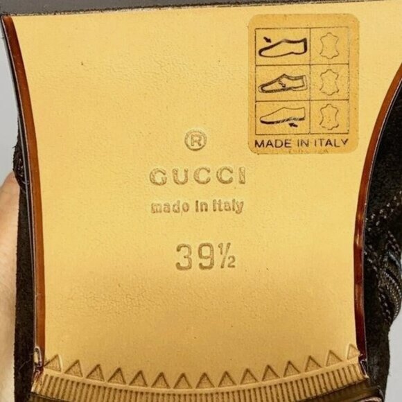 GUCCI Knee High Riding Boots US 9.5 Brown Suede Horsebit Low Block Heel EU 39.5 - Picture 6 of 12